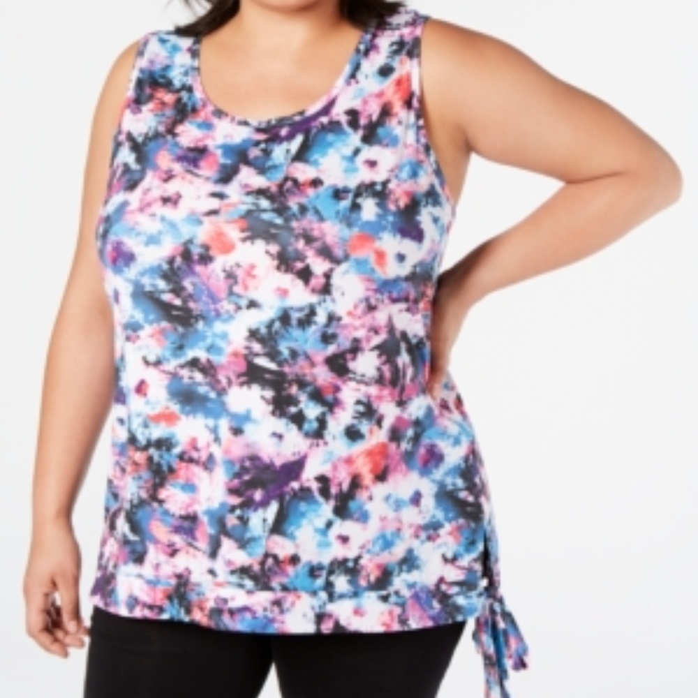 Ideology Plus Size Floral Print Side Tie Tank